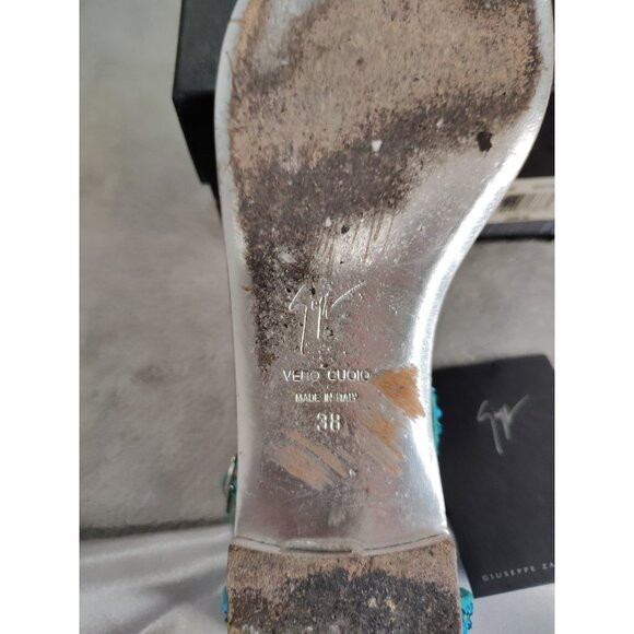 Giuseppe Zanottii Turquoise  Preowned sandals 38 With Crystals - Picture 12 of 13